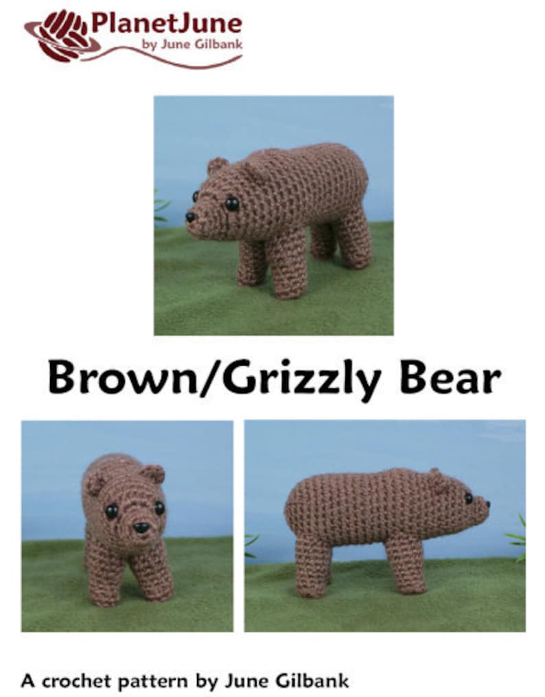 Brown / Grizzly Bear amigurumi CROCHET PATTERN digital PDF file download image 5