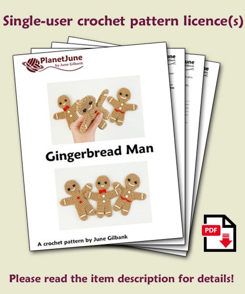 Gingerbread Family two amigurumi CROCHET PATTERNS digital PDF file download Gingerbread Man, Gingerbread Girl image 2