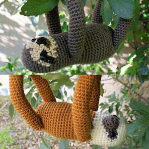 Three-Toed and Two-Toed Sloths - two amigurumi CROCHET PATTERNS digital PDF file download