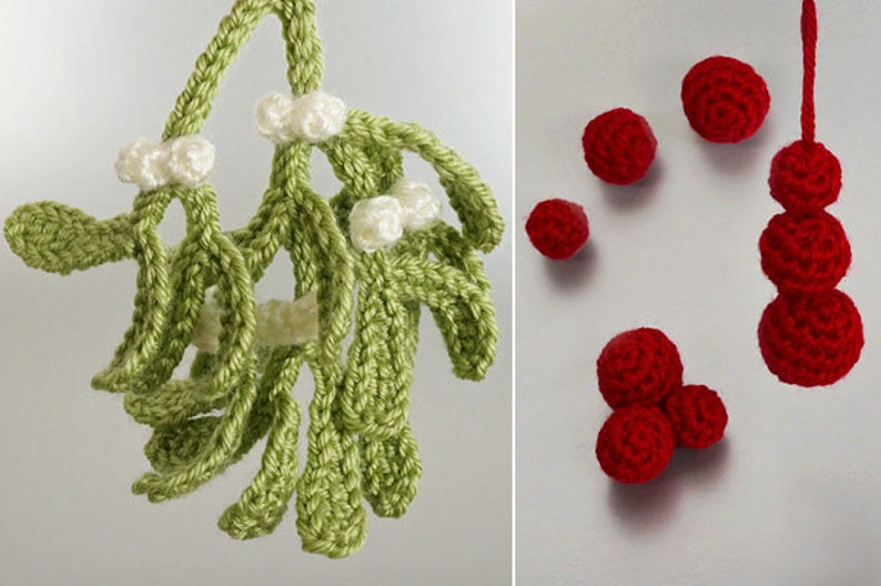 Christmas Decor Sets 1-4 8 seasonal CROCHET PATTERNS digital PDF file download, Holly Ivy Mistletoe Poinsettia Candles Baubles Bow Bells image 5