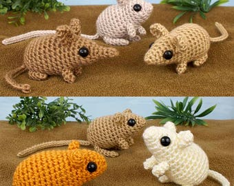 Mini Mammals 1 & 2 - six cute and tiny amigurumi CROCHET PATTERNS digital PDF file download