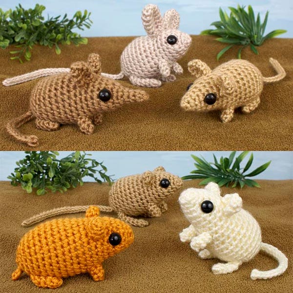 Mini Mammals 1 & 2 - six cute and tiny amigurumi CROCHET PATTERNS digital PDF file download