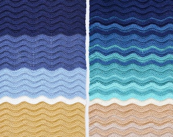 Turtle Beach Blanket (Classic Blue and/or Teal Ombre Versions) afghan CROCHET PATTERN digital PDF file download