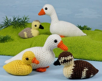 Duck and Goose Families amigurumi CROCHET PATTERNS (adults & babies) digital PDF file download