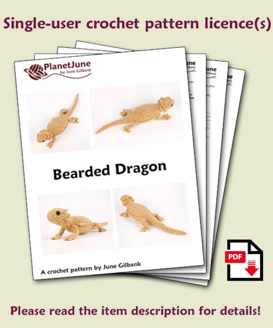 Bearded Dragon lizard Amigurumi CROCHET PATTERN Digital PDF - Etsy