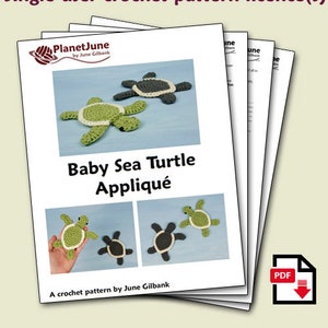 Baby Sea Turtle Applique CROCHET PATTERN digital PDF file download image 2