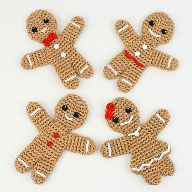 Gingerbread Family two amigurumi CROCHET PATTERNS digital PDF file download Gingerbread Man, Gingerbread Girl image 1