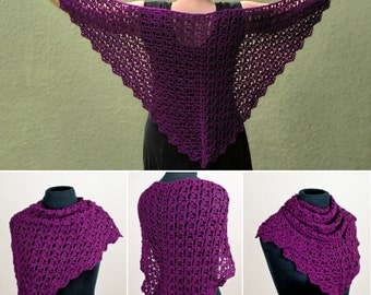 Cascading Clusters Shawl CROCHET PATTERN digital PDF file download