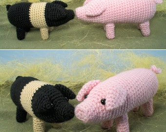 Farmyard Pigs amigurumi CROCHET PATTERN digital PDF file download