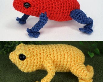 Poison Dart Frog & Singing Frog - two amigurumi CROCHET PATTERNS digital PDF file download