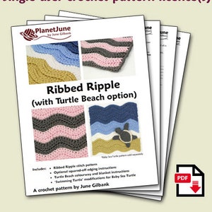 Turtle Beach / Ribbed Ripple blanket CROCHET PATTERN digital PDF file download image 2