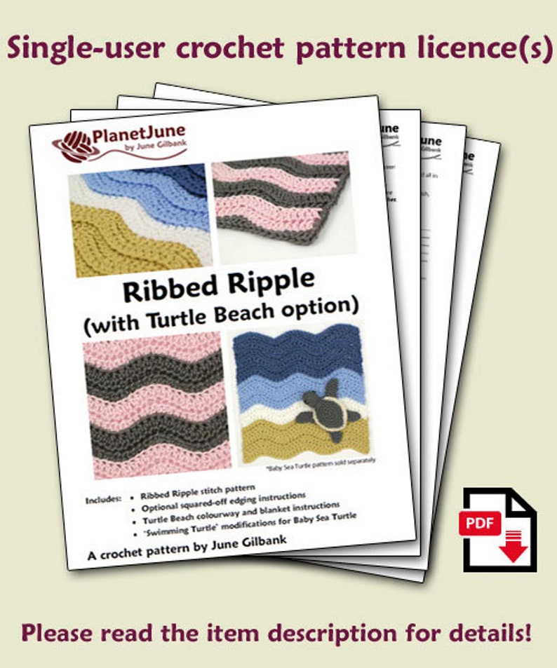 Turtle Beach / Ribbed Ripple blanket CROCHET PATTERN digital PDF file download image 2