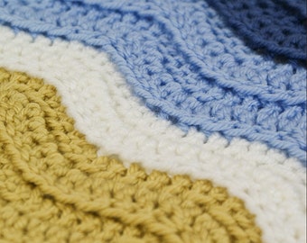 Turtle Beach / Ribbed Ripple blanket CROCHET PATTERN digital PDF file download
