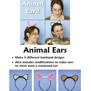 Animal Ears CROCHET PATTERN digital PDF file download for hairbands and hats 画像 6