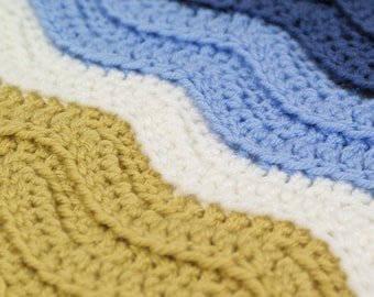 Turtle Beach / Ribbed Ripple blanket CROCHET PATTERN digital PDF file download