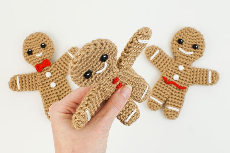 Gingerbread Family two amigurumi CROCHET PATTERNS digital PDF file download Gingerbread Man, Gingerbread Girl image 3