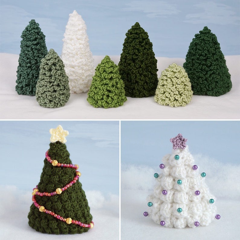 Christmas Trees Set 1 CROCHET PATTERN digital PDF file download 2 sizes and star included image 8