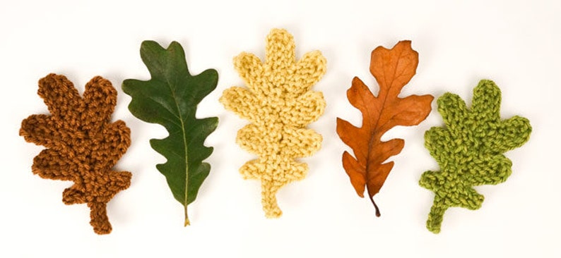 Oak Leaf Collection & Life-Sized Acorn two realistic oak leaves plus bonus matching acorn CROCHET PATTERNS digital PDF file download image 6