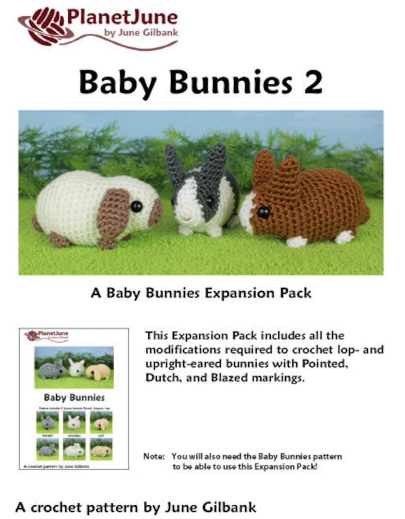 Baby Bunnies 1 & 2 six amigurumi bunny rabbit CROCHET PATTERNS digital PDF file download image 10