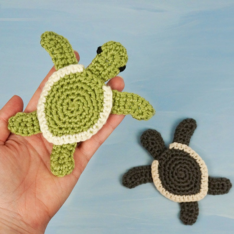 Baby Sea Turtle Applique CROCHET PATTERN digital PDF file download image 1
