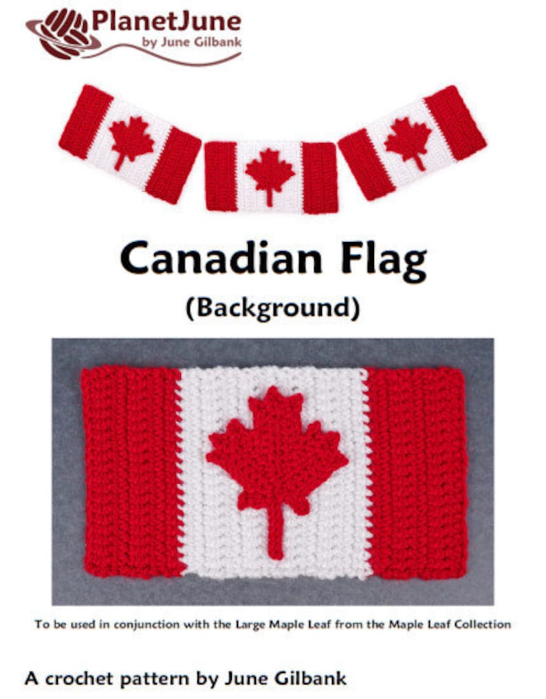 Maple Leaf Collection & Canadian Flag two realistic maple leaves plus bonus flag background CROCHET PATTERNS digital PDF file download image 10