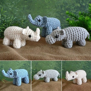 Special Deal - AfricAmi Set 1 - Elephant, Hippo, Rhino amigurumi CROCHET PATTERNS digital PDF file download