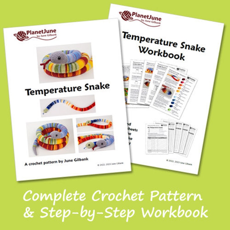 Temperature Snake amigurumi CROCHET PATTERN and Workbook digital PDF file download image 3