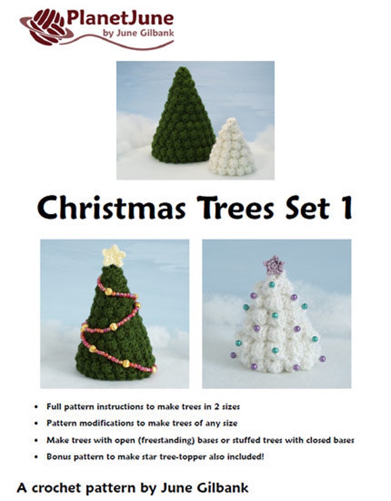 Christmas Trees Set 1 CROCHET PATTERN digital PDF file download 2 sizes and star included image 7