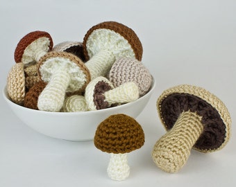 Mushroom Collection: six realistic CROCHET PATTERNS digital PDF file download