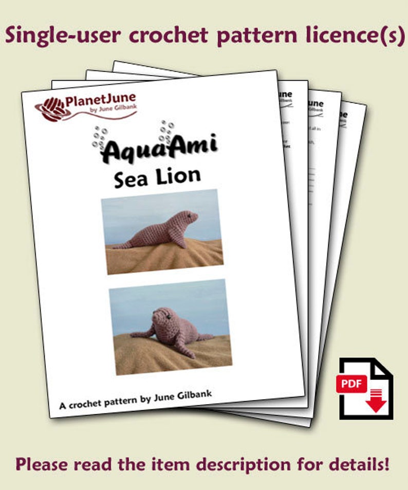 AquaAmi Sea Lion amigurumi CROCHET PATTERN digital PDF file download image 2