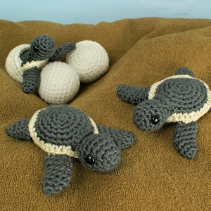 Baby Sea Turtle Collection - three amigurumi CROCHET PATTERNS digital PDF file download