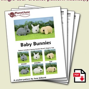 Baby Bunnies 1 & 2 six amigurumi bunny rabbit CROCHET PATTERNS digital PDF file download image 2