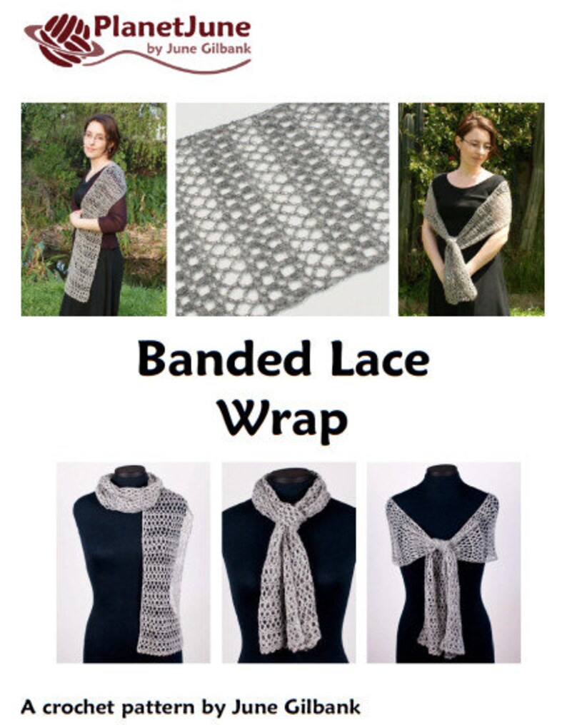 Banded Lace Wrap CROCHET PATTERN digital PDF file download image 10