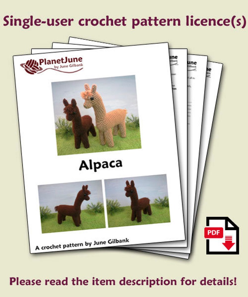 Alpaca amigurumi CROCHET PATTERN digital PDF file download, make an alpaca or llama image 2