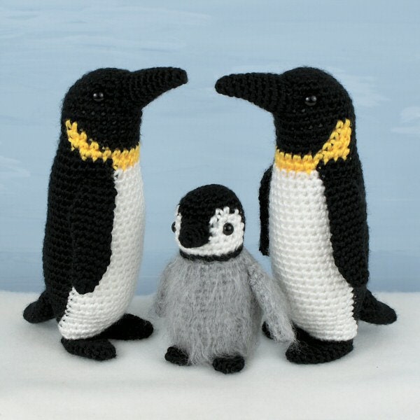 Emperor Penguin Family (adult & baby) amigurumi CROCHET PATTERNS digital PDF file download