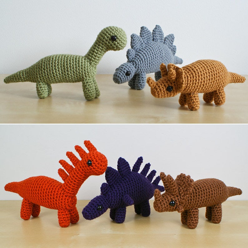 Dinosaurs Set 1 three amigurumi CROCHET PATTERNS digital PDF file download Stegosaurus, Brachiosaurus, Triceratops image 10