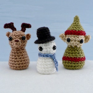 Christmas - PocketAmi Set 4 - Reindeer, Snowman, Xmas Elf amigurumi CROCHET PATTERNS digital PDF file download