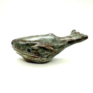 Whale Sculpture Humpback Ceramic Figurine Tiny Blue Whale Ocean Themed Decor Whale Lover Gift for Her Ocean Coastal Decor Marine Life Art