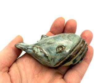 Mini Humpback Whale Sculpture Sea Life Ceramic Figurine Tiny Blue Whale Animal Sculpture Ocean Life Clay Whale Pottery Baby Whale Sculpture