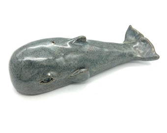 Whale Sculpture Handmade Ceramic Sea Life Figurine Blue Ocean Art Clay Marine Animal Sperm Whale Sculpture Moby Dick Figurine