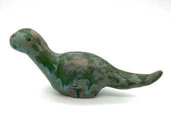 Medium Brontosaurus Dinosaur Sculpture, One of a Kind Ceramic Dinosaur Figurine, Diplodocus Mini Sculpture, Clay Dino Sculpture