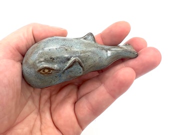 Whale Sculpture Sea Life Ceramic Figurine Sperm Whale Animal Sculpture Mini Ocean Life Clay Whale Pottery Baby Whale Sculpture Tiny Whale