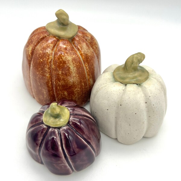 White Ceramic Pumpkin Etsy