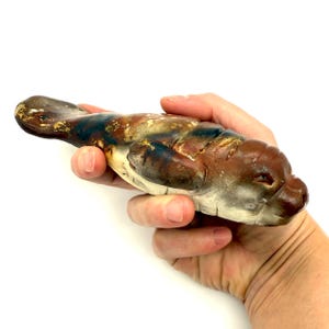 Manatee handgemachte Keramikskulptur Tischplatte Sea Life Pit gebrannte Keramik Seekuhfigur Tonmanatee-Skulptur Geschenk für Manatee-Liebhaber