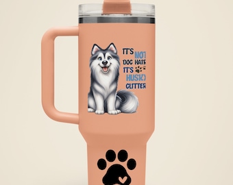 Husky Mom Tumbler – 115 ml isolerad resemugg med handtag, present till hundälskare