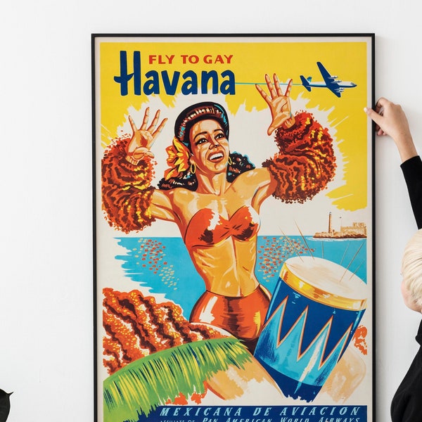 Havana Cuba Travel Poster Fly to Gay Havana 1950