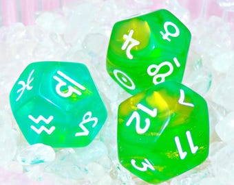 Astrologitärningsset * Zodiac * Polyedrisk * Spådomsverktyg