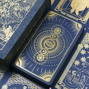 Mazzo di tarocchi impermeabili neri e oro * Tarocchi in lamina d'oro * Carte dei tarocchi * 78 tarocchi Rider-Waite