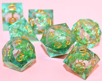 Liquid Core Dice Set * Sharp Edge * Polyhedral * Dungeons and Dragons * Baldur's Gate * dnd dice * d&d dice