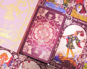 Waterproof Floral Tarot deck * Gold foil Tarot * Tarot cards * 78 Rider–Waite Tarot * Beautiful Berry Colour